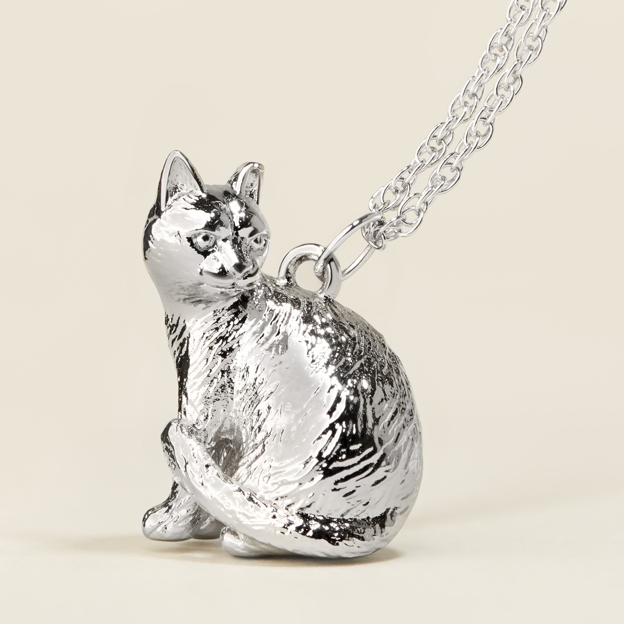 Cat Sterling Silver Pendant Necklace