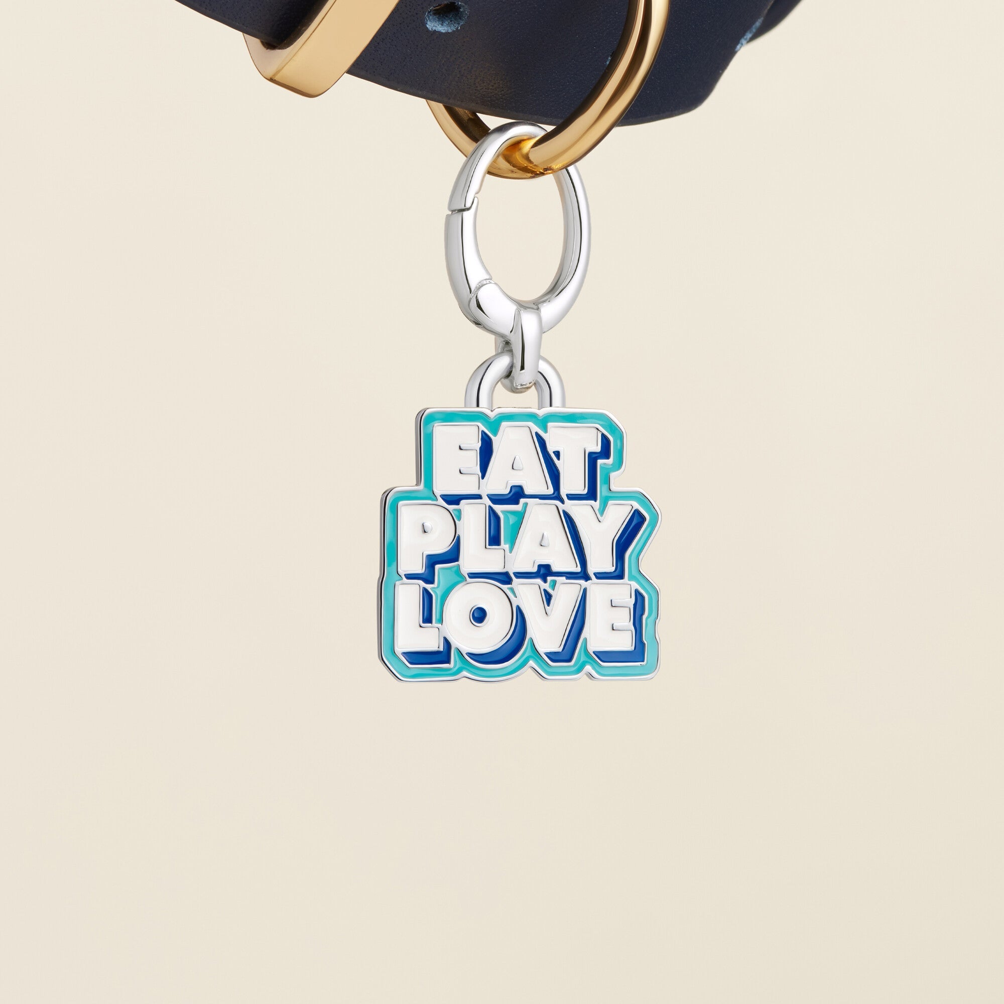 Blue "EAT PLAY LOVE" Enamel Pet Id Tag