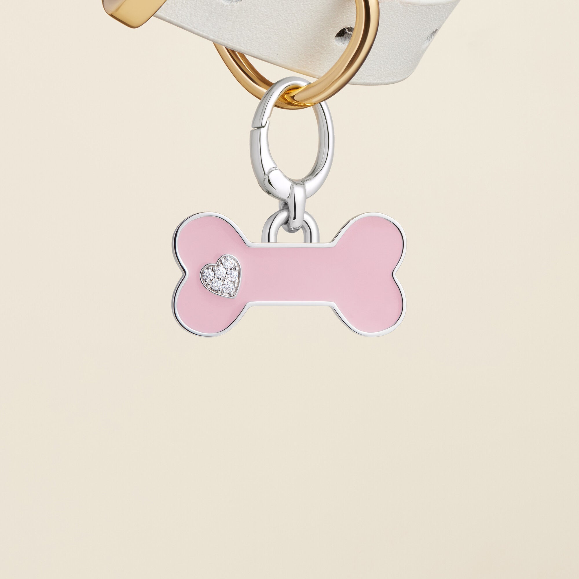 Pink Bone Enamel Pet Id Tag