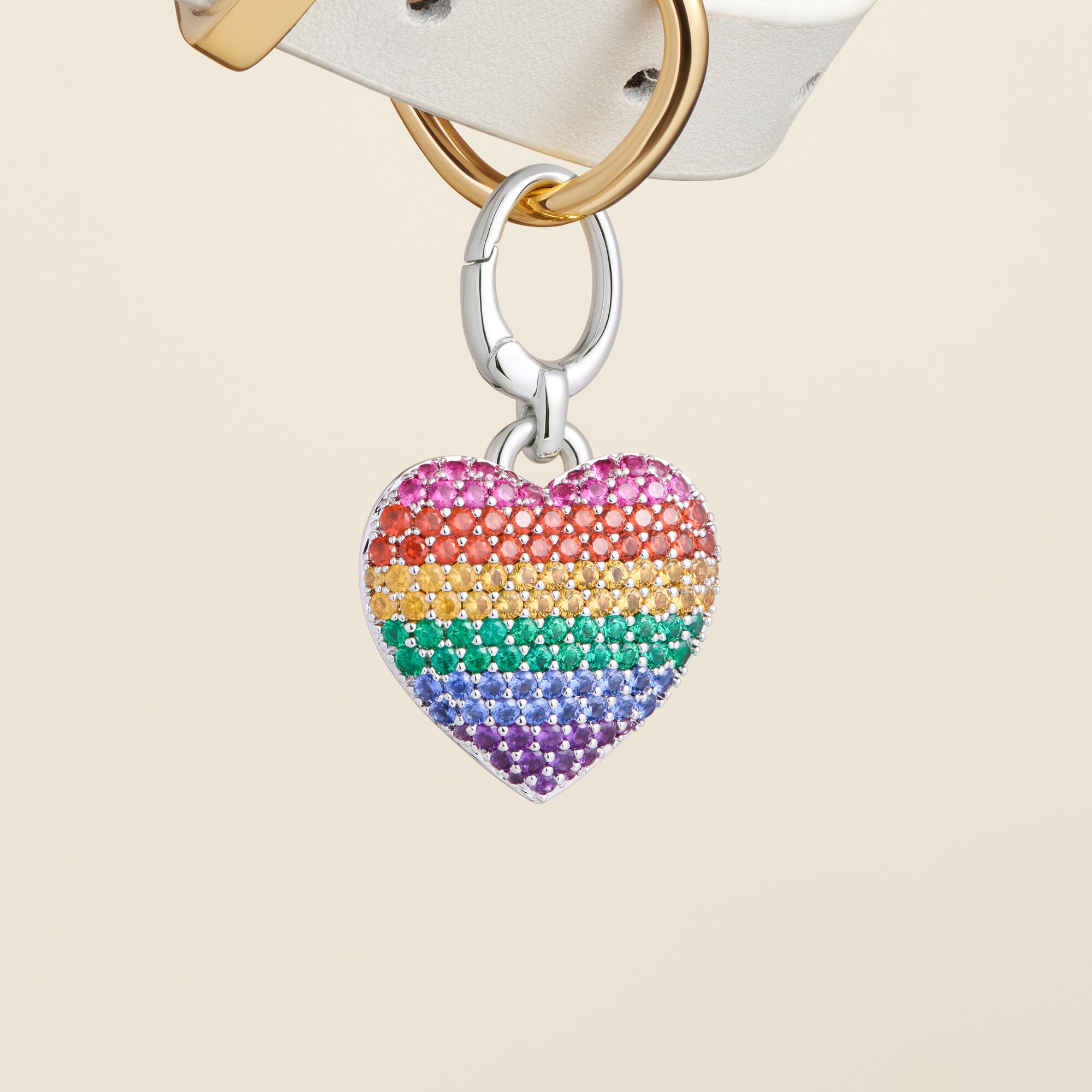 "Rainbow Pride Heart Rhodium" Pet Id Tag