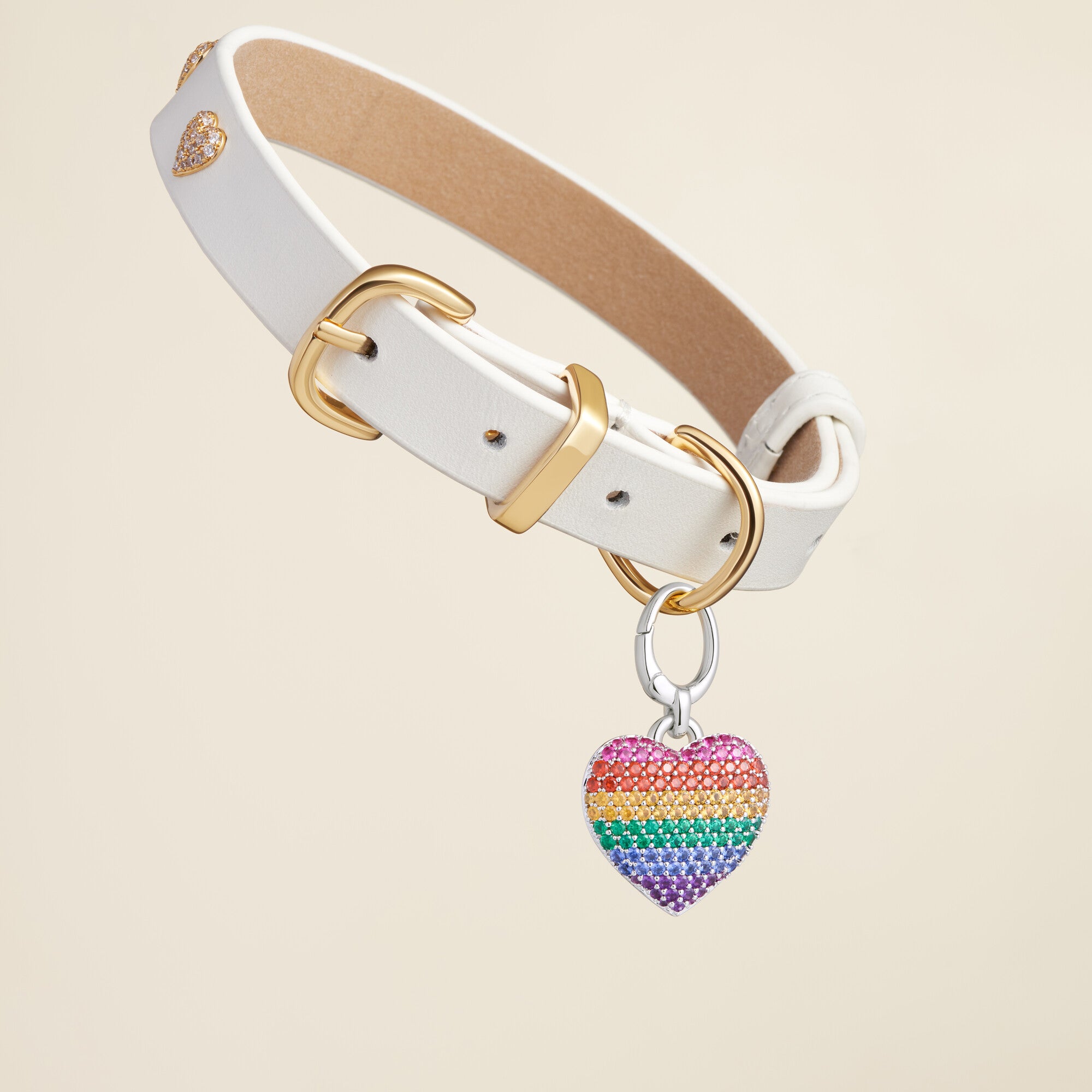 "Rainbow Pride Heart Rhodium" Pet Id Tag