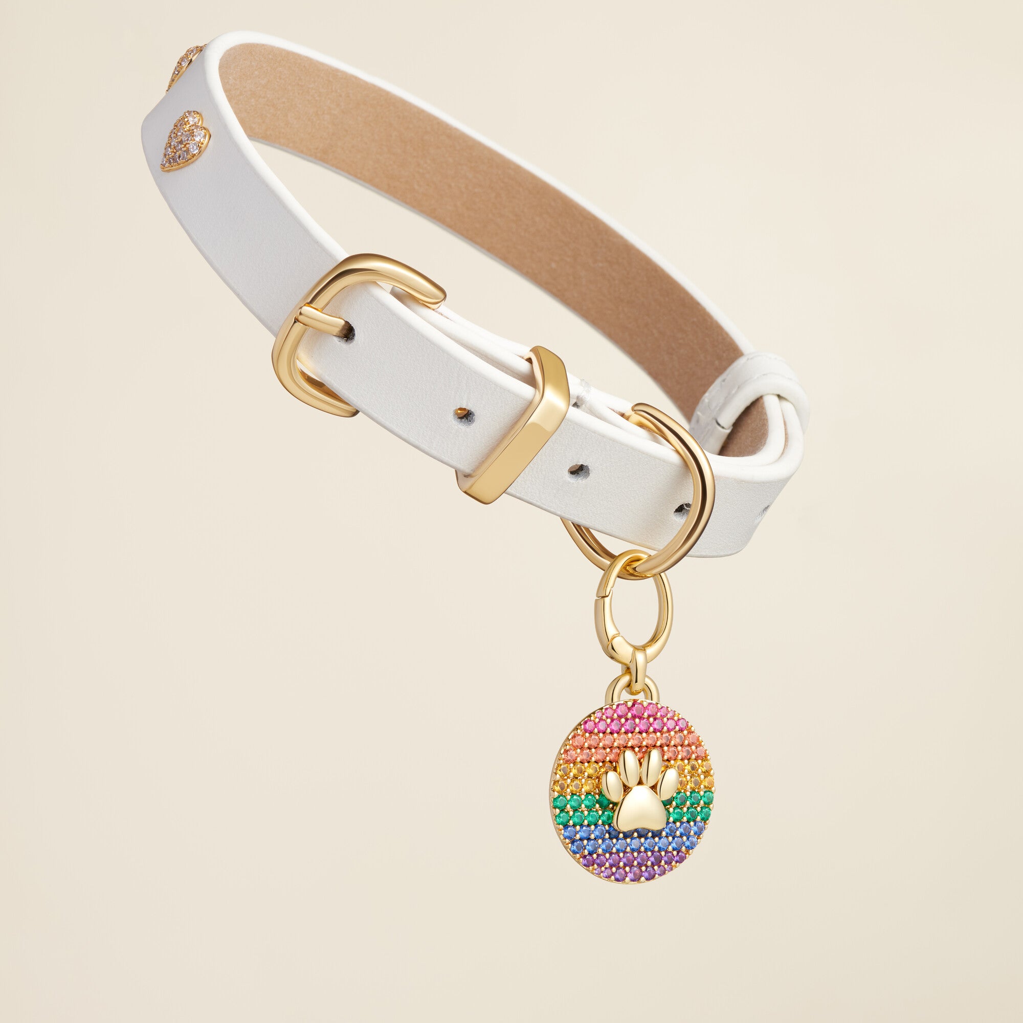 "Rainbow Pride Pawprint Gold" Pet Id Tag