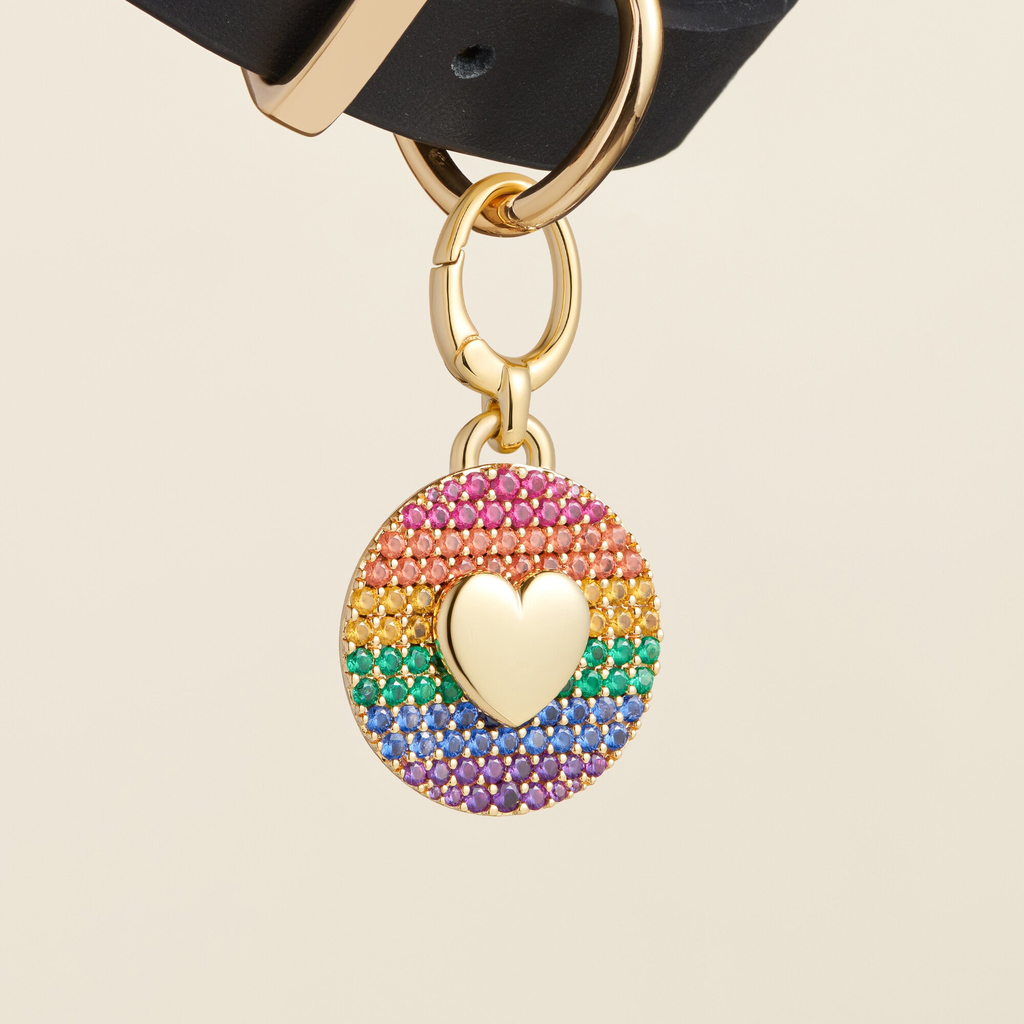 "Rainbow Pride Heart Gold" Pet Id Tag