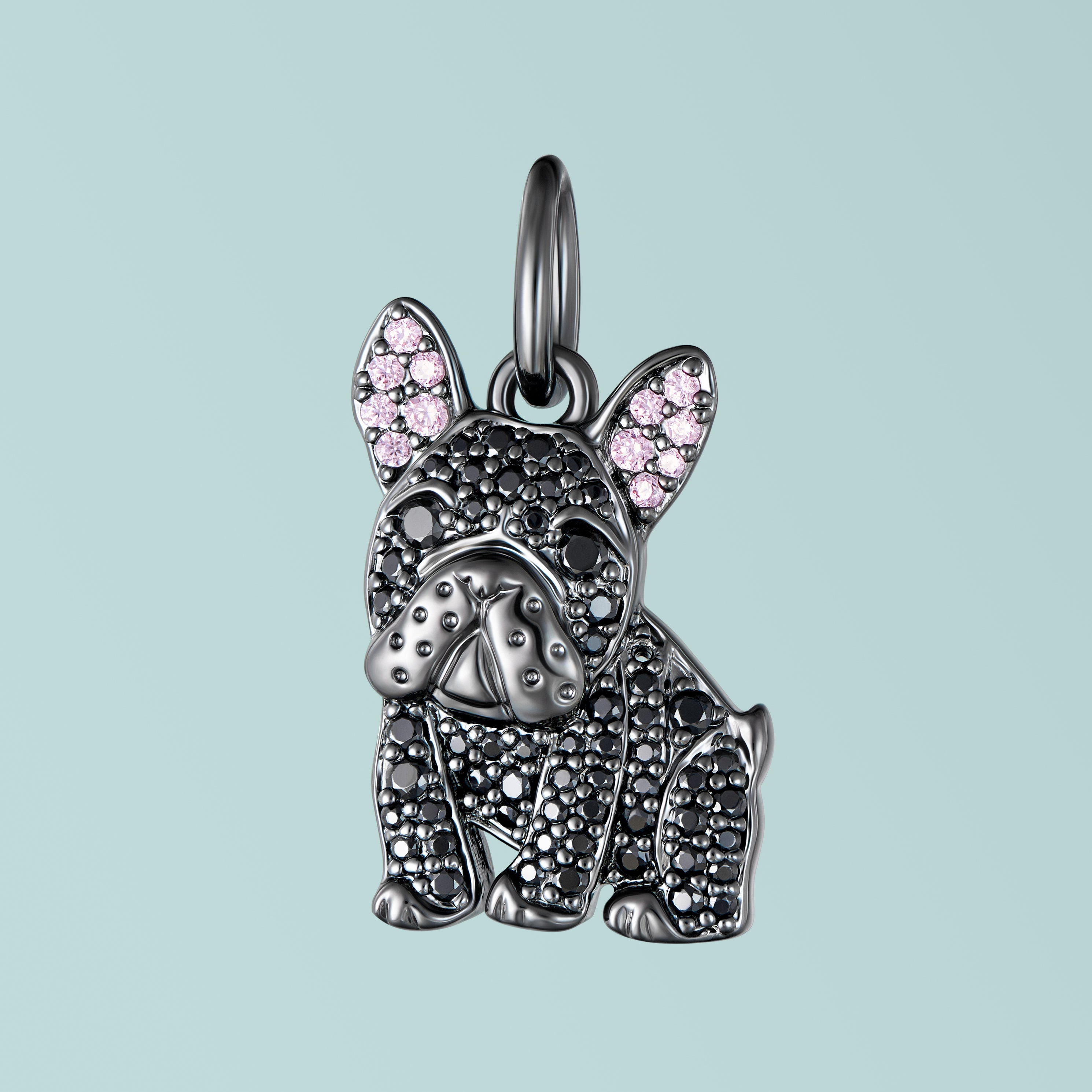 French Bulldog Sterling Silver CZ Charm