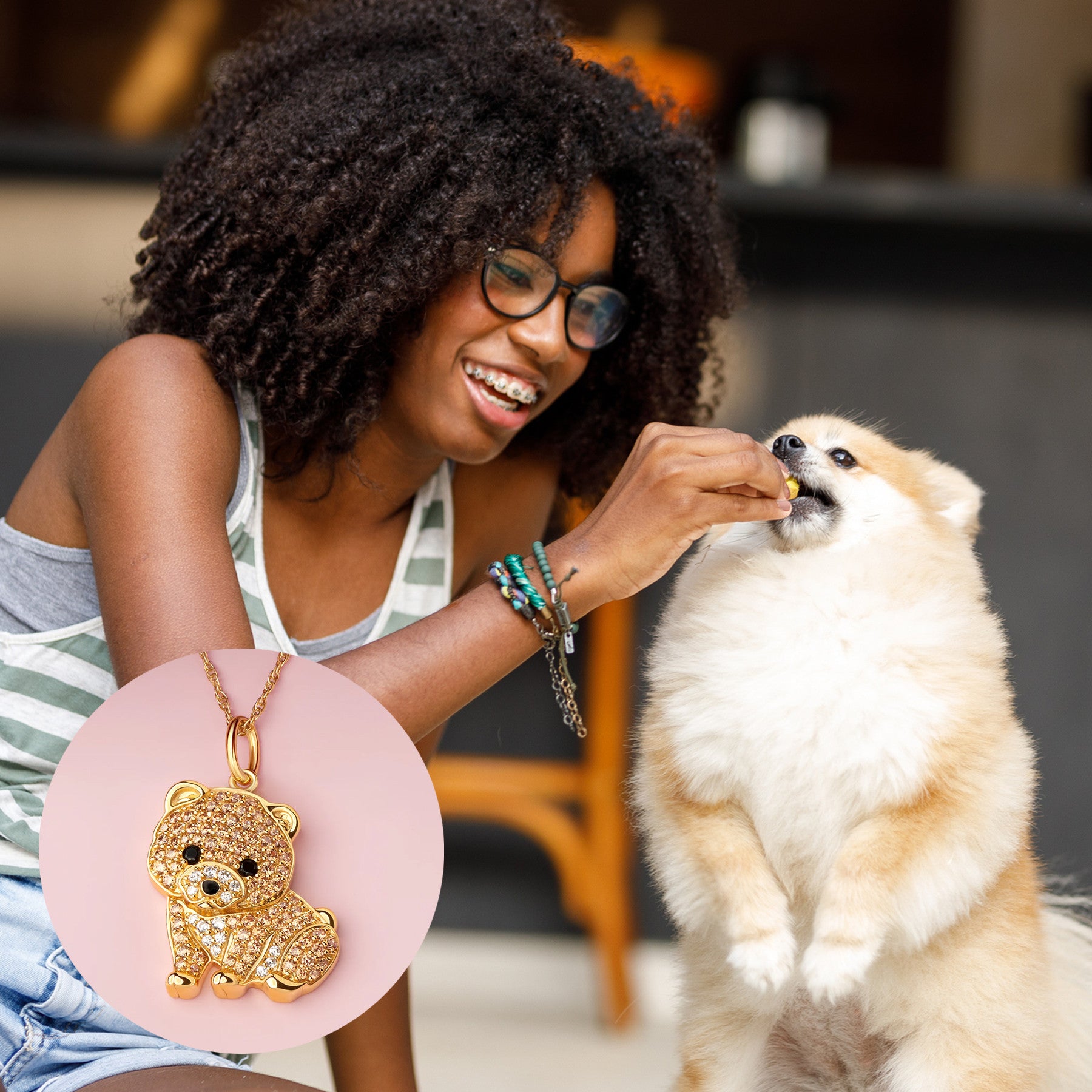 Pomeranian Sterling Silver Pendant Necklace